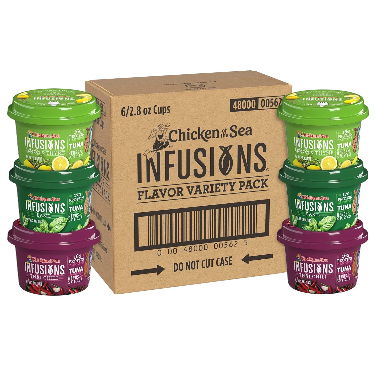 Chicken of the Sea Infusions Tuna, 2.8 Ounce Cups (Pack of 6), 3 Flavor Variety Pack, Wild Caught Tuna