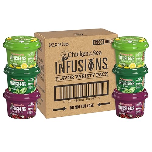 Miniatura 4 de Chicken of the Sea Infusiones de atún, tazas de 2.8 onzas (paquete de 6), paquete variado de 3 sabores, atún capturado en la naturaleza