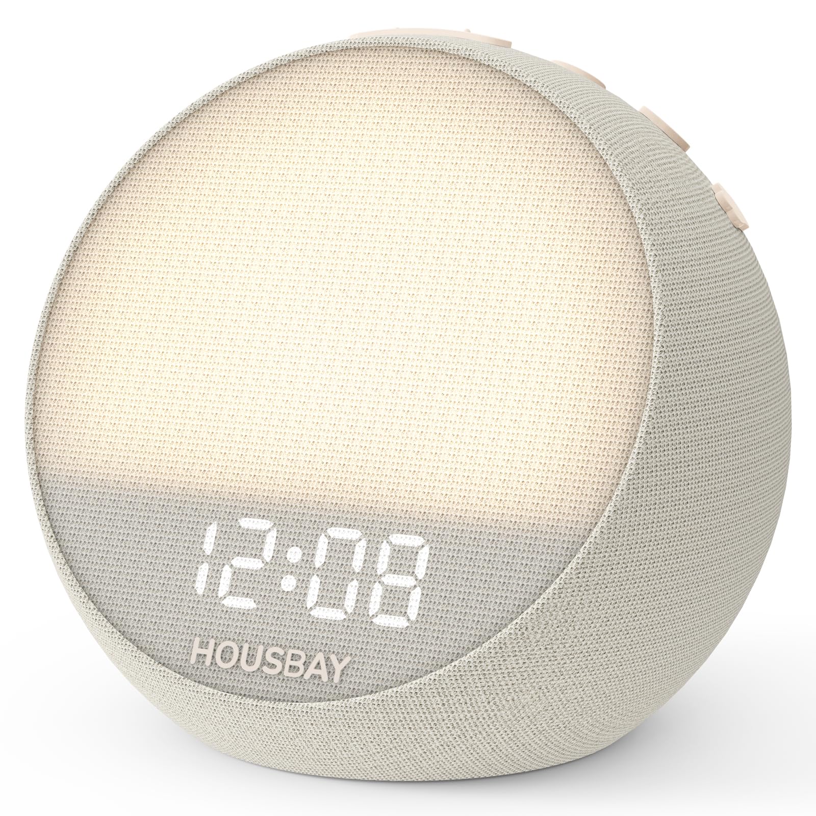 Réveil rythmique HOUSBAY avec machine à son intégrée et lumière de réveil compacte coloris mastic