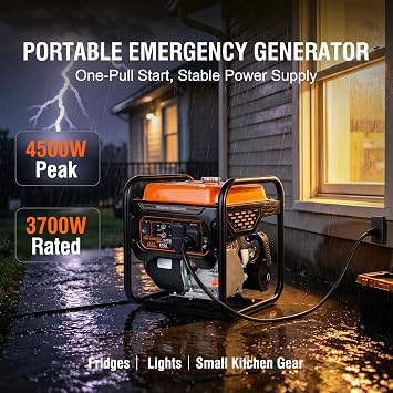 Genkins 4500W Inverter Generator for Home, RV Ready 30A Outlet, Gas Powered