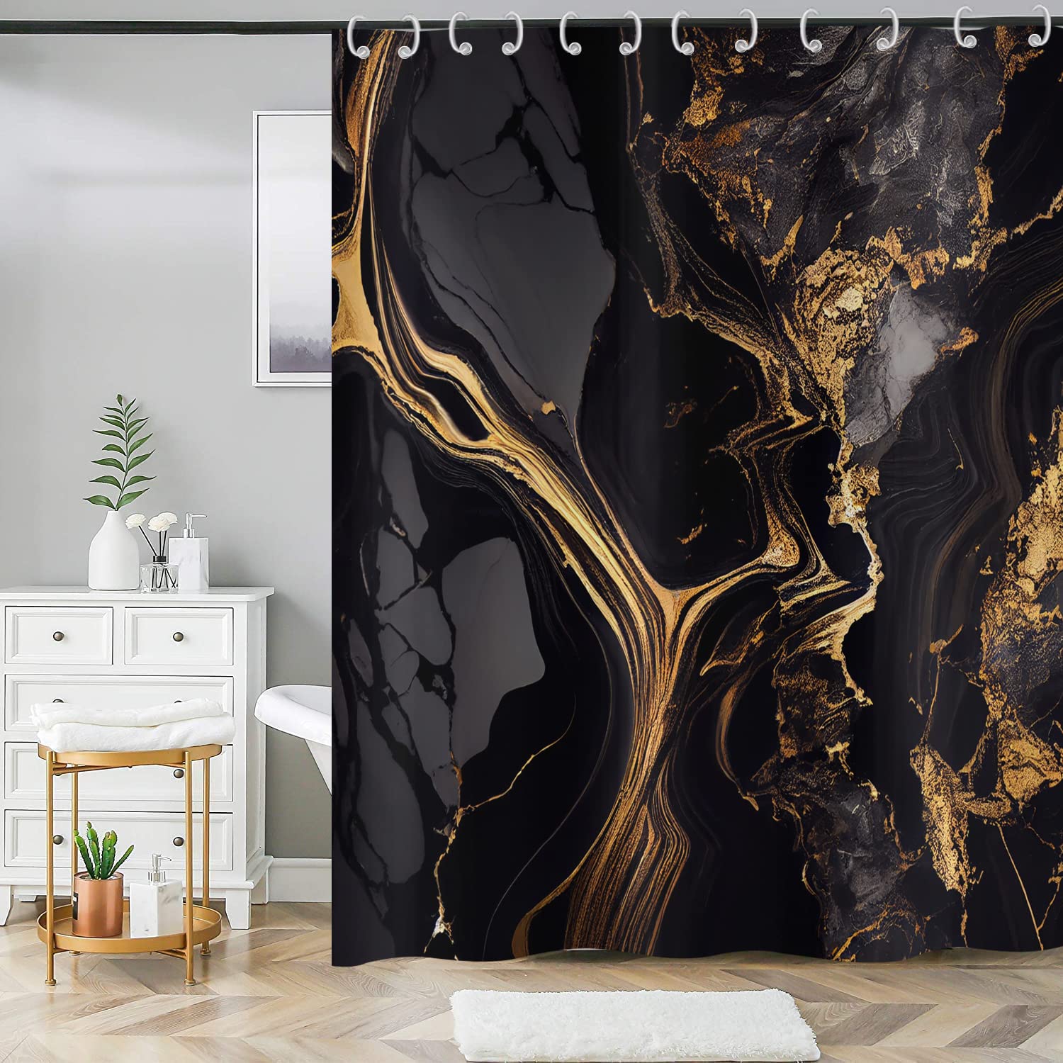 ASDCXZ Marble Shower Curtain Black Gold 180x180 cm - Image 4