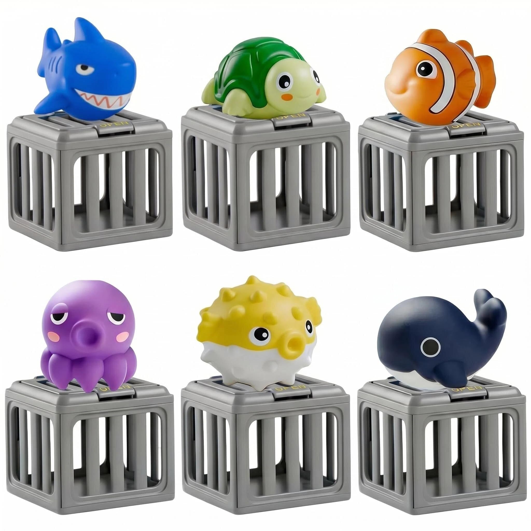 Underwater Dive Rescue Toys, Pool Diving Toys with Storage Fish Box Diving Cages Toy with Animals Floating Diving Toys for Swimming Pool Animal Pool Sinking and Floating Aquatic Training Game
