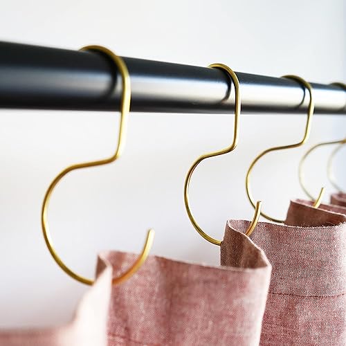 Miniatura 5 de Minimalistic shower curtain hooks, stainless steel, brass, black meatal, S Hook, Curtain Rings, Jean Hook, purse, bag, closest hanger - 12pk (BRASS)
