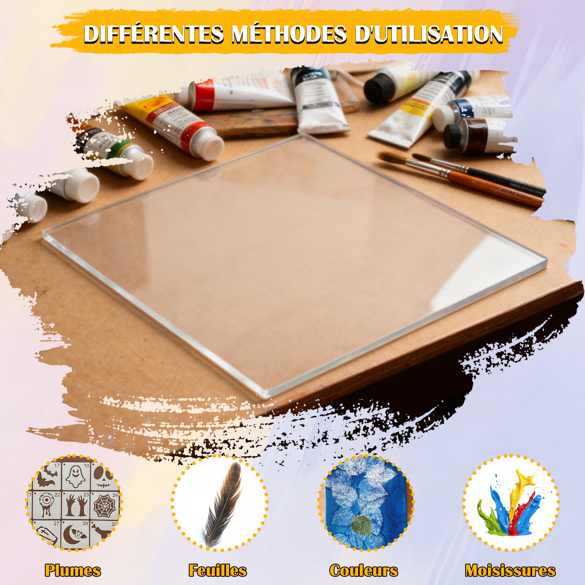 uyoyous Piastra Di Trasferimento Arte Gel, 2 Pezzi Piastra Di Stampa Gel | 30,5 x 35,5 cm Reusable Gel Printing Plate Per Pittura, Collage E Progetti Di Tecniche Miste