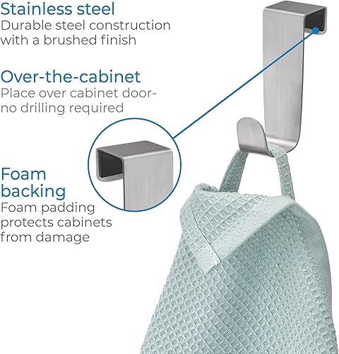 Miniatura 3 de iDesign Forma Gancho de almacenamiento de acero inoxidable cepillado sobre el gabinete, 1 x 2.25 x 3 pulgadas