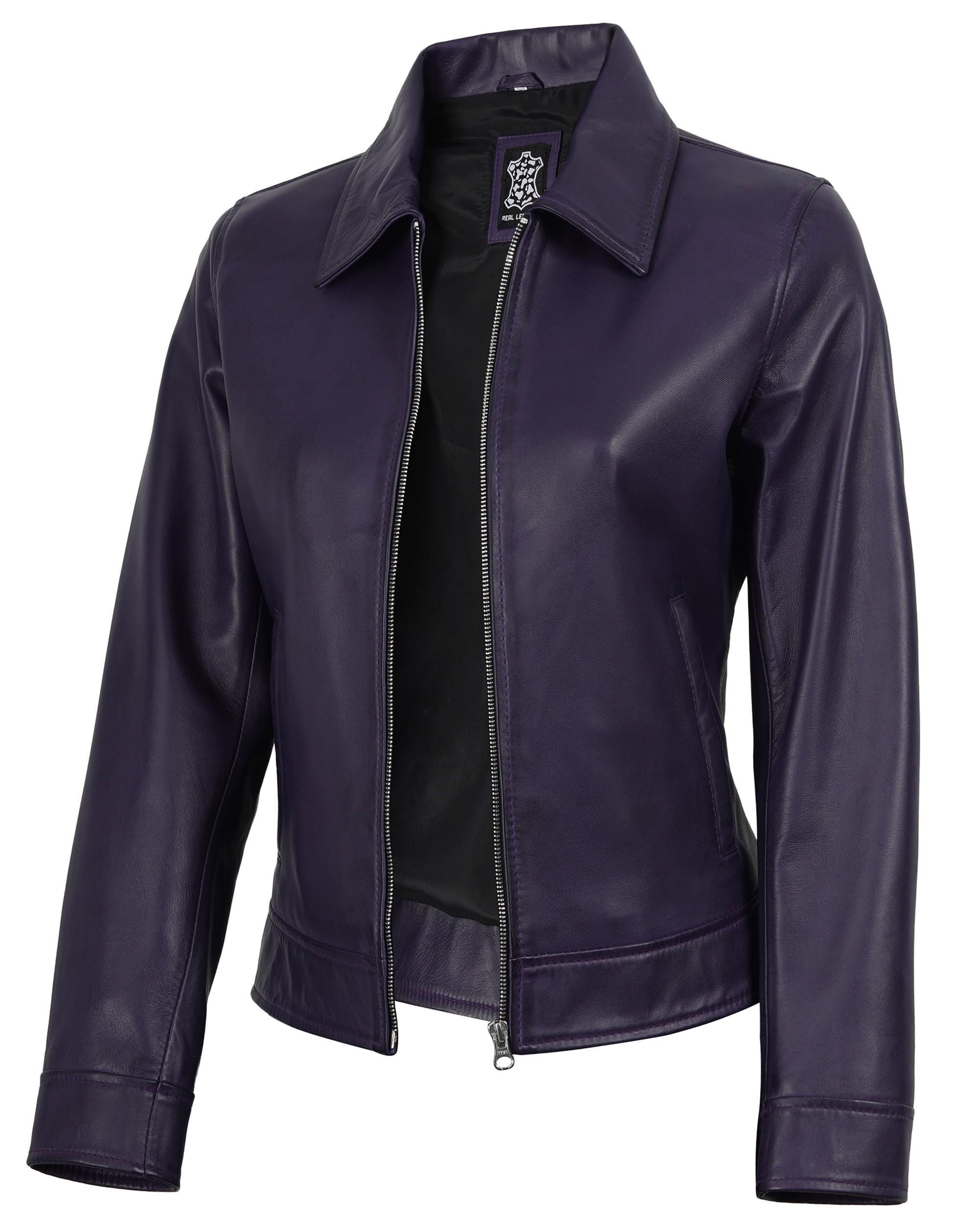 Decrum Vintage Style Real Lambskin Casual Leather Jackets for Women
