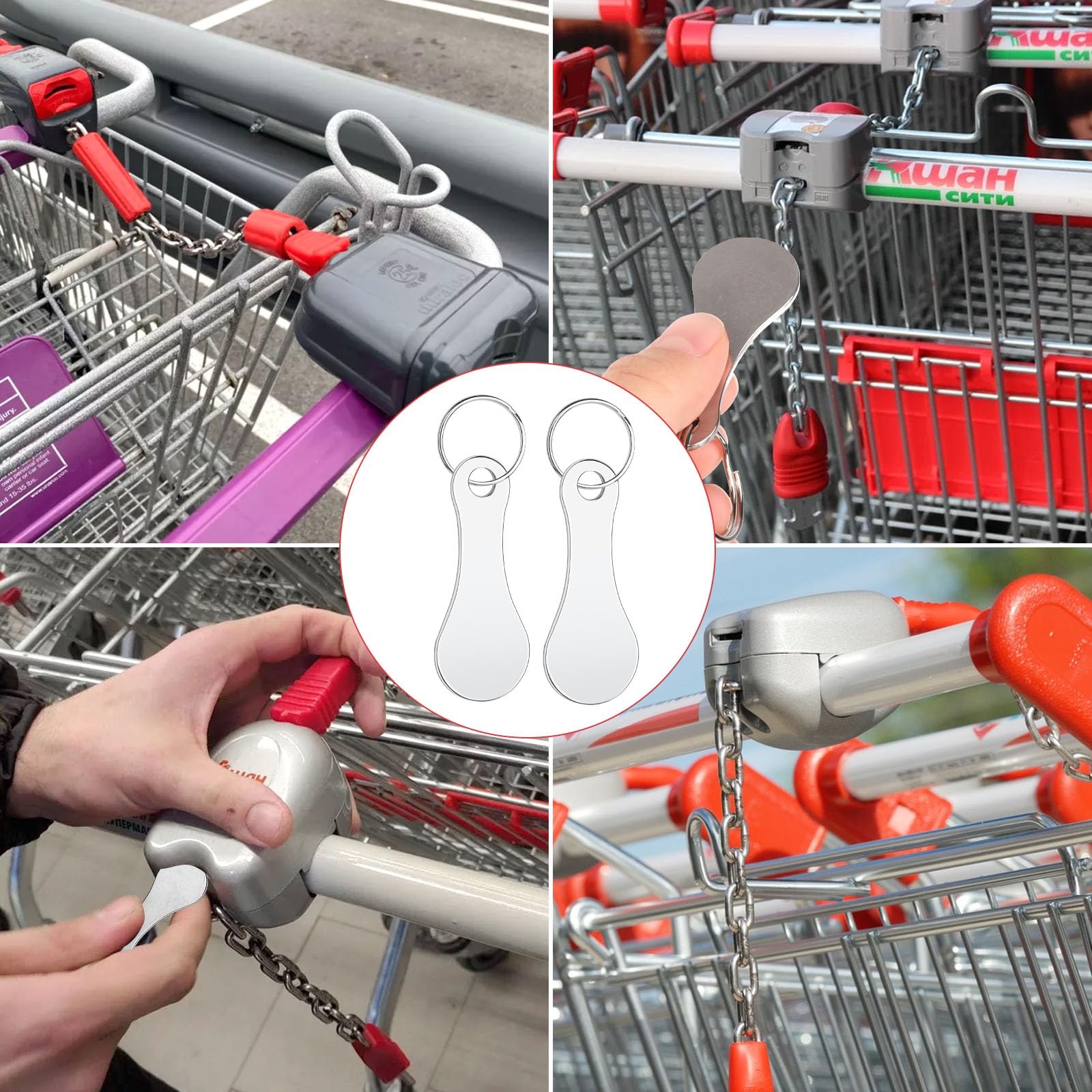 SYEYCW Lot De 6 Jetons Pour Caddie De Courses – Clés En Acier Inoxydable Pour Chariot De Supermarché – Cadeau Pratique Pour Famille Et Amis
