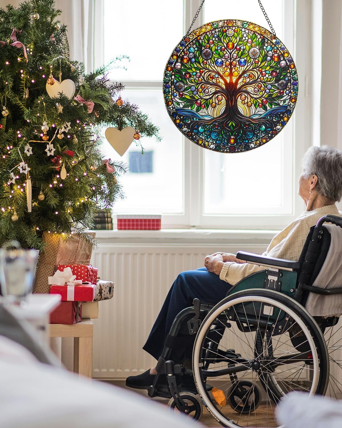 Stained Acrylic Window Handing-Life Tree Suncatcher for Window Doors,Home Decoration, Christmas,Thanksgiving Day,Mother's Day Birthday Gift for Women,Men,and Mom(6In) - Image 5