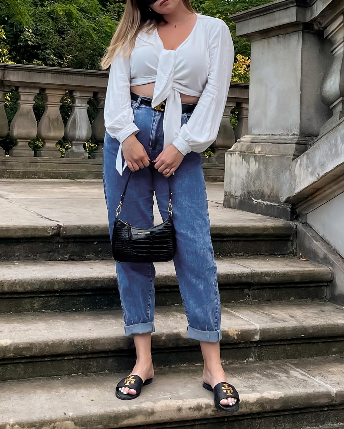 Vetinee Mom Jeans High Waisted Stretch Tapered Baggy Jeans for Women 4