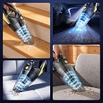 Nettoyeur à vide portatif léger portable, 16000Pa Forte aspiration sans fil rechargeable main Vac avec LED Lumière, Mini Aspirateur pour le nettoyage du coin de cheveux d'animal domestique