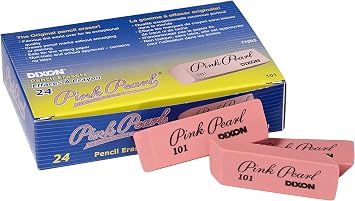 Dixon 77003 Pearl Erasers, Large #101 Size, Pink, Box of 24
