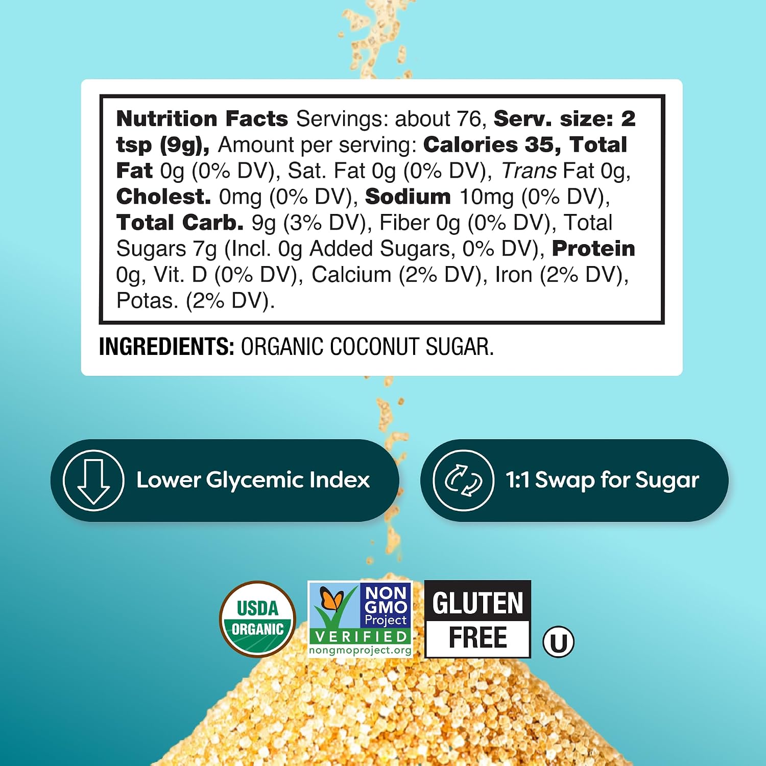 BetterBody Foods Organic Coconut Sugar 24 Oz, Refined Sugar Substitute image 2