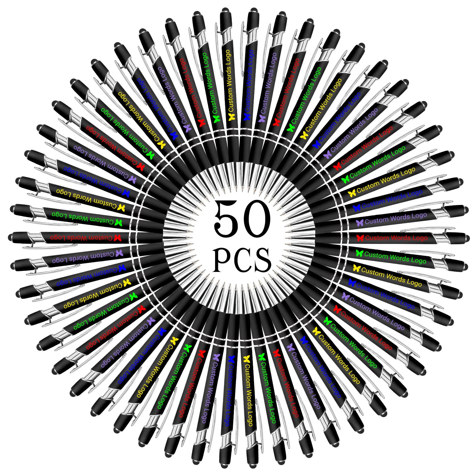 Lovdeying Personalized Pen with Name Custom Ballpoint Pens Printed Text Logo Soft Black Ink Stylus Customized Gift for Women Men Business Birthday