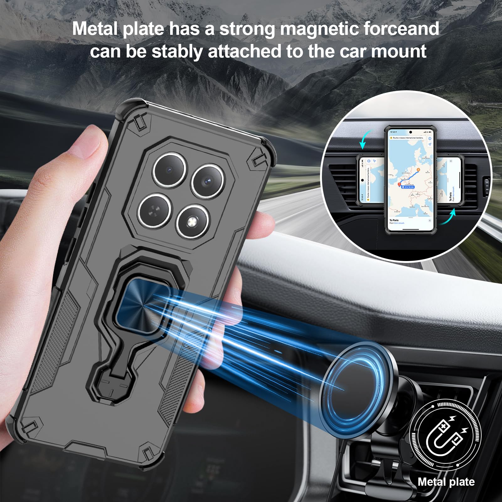 Funda para Xiaomi Redmi Note 15 Pro 5G, Carcasa Antigolpes con Soporte anular metálico, Case Protectora de Grado Militar, Azul — view 288