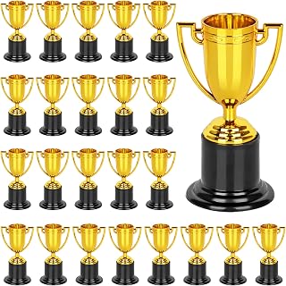 WINKIO 24 Pack Mini Gold Trophies for Kids - 4 Inch Plastic Award Trophies, Party Favors, Competition Rewards & Ceremony Prizes