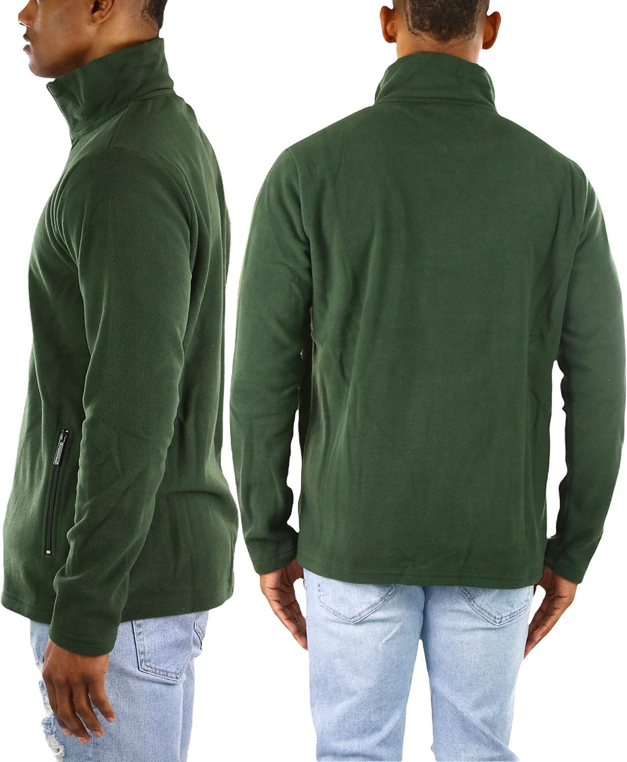 ToBeInStyle Men's Zip Up Long Sleeve High Collar Polar Fleece Jacket