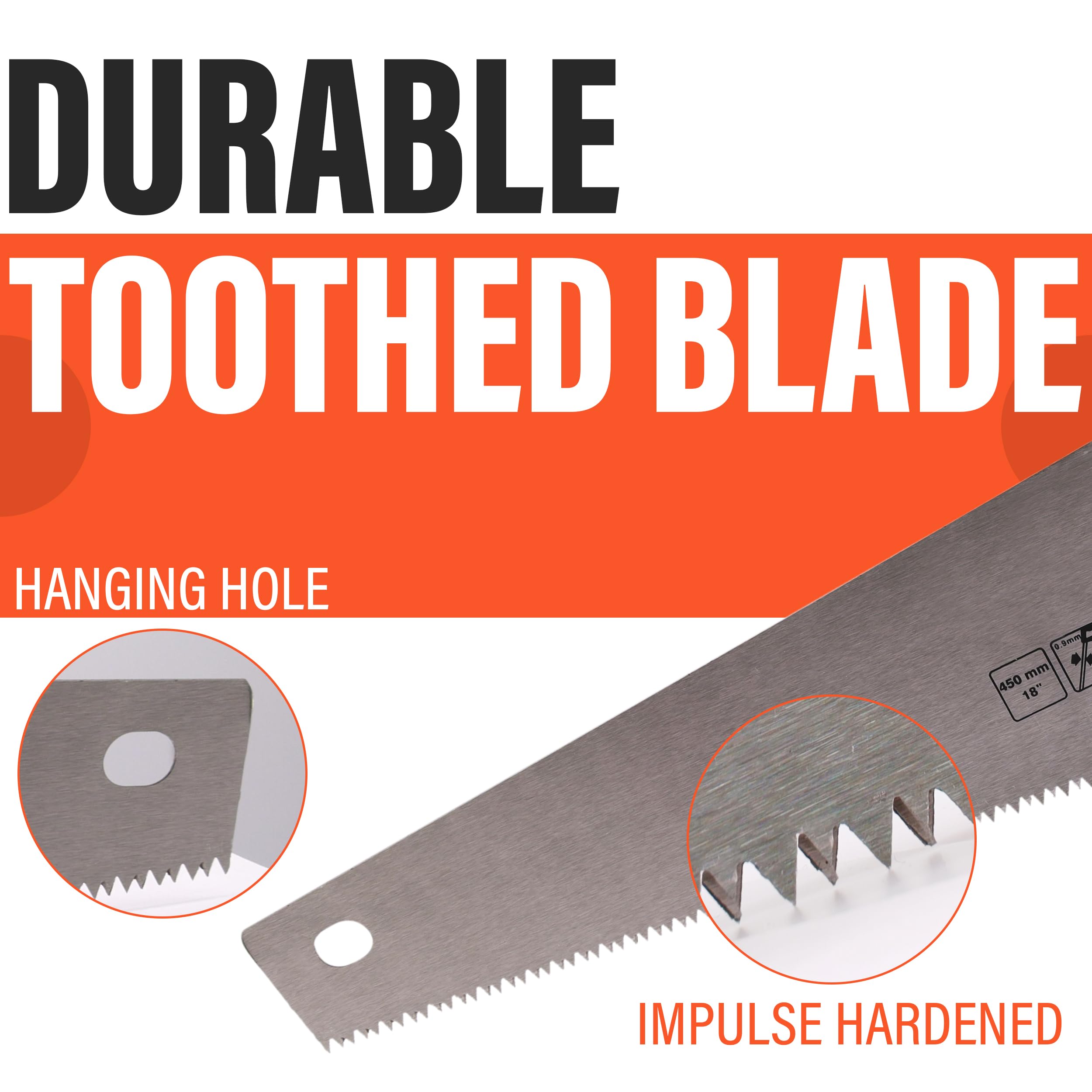 Drixet 18" Hand Saw For Wood - 6 TPI Sharp Blade, Ergonomic Non-Slip Handle For Tree Cutting & Pruning - View #13
