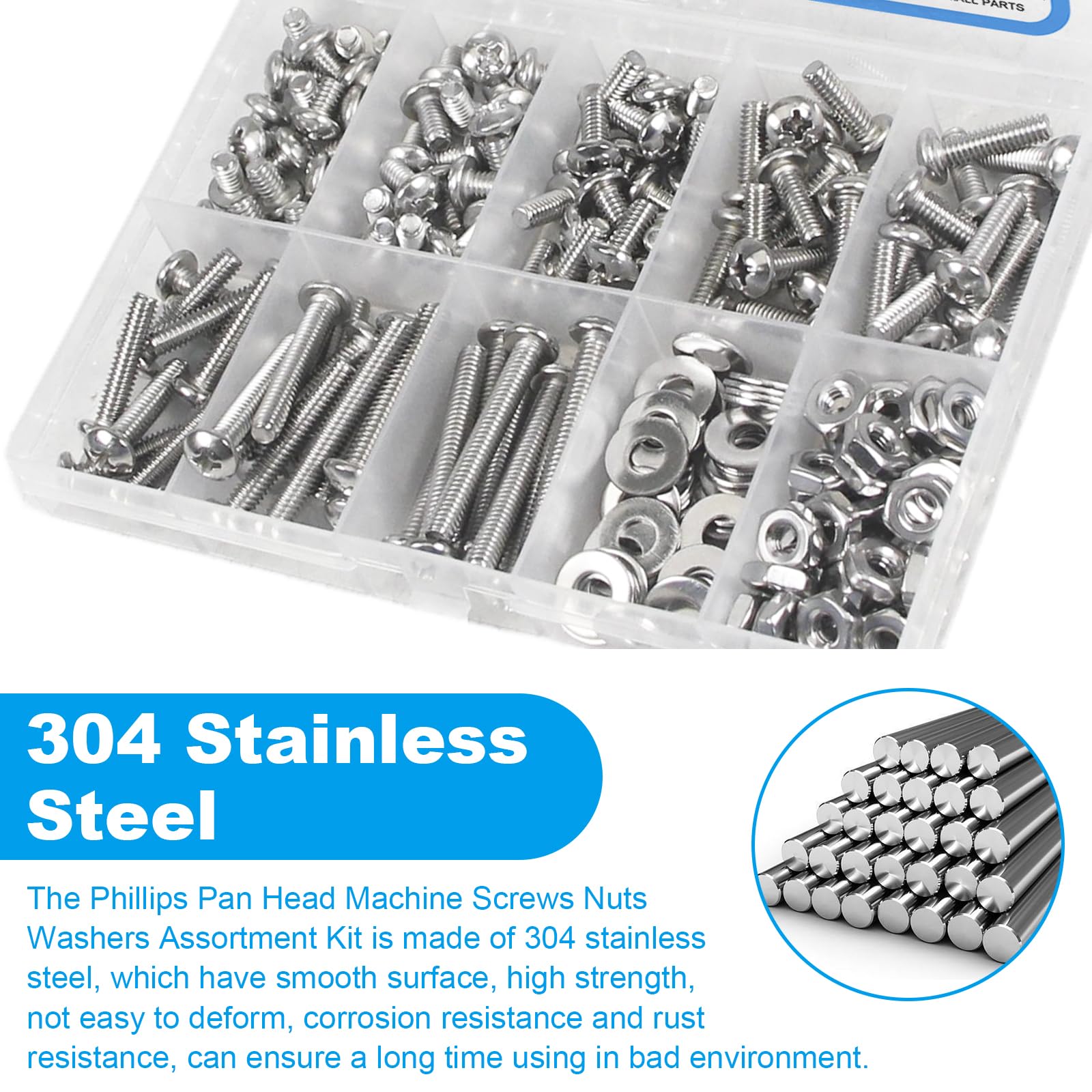 200pcs #8-32 Machine Screws Nuts Washers Kit -4