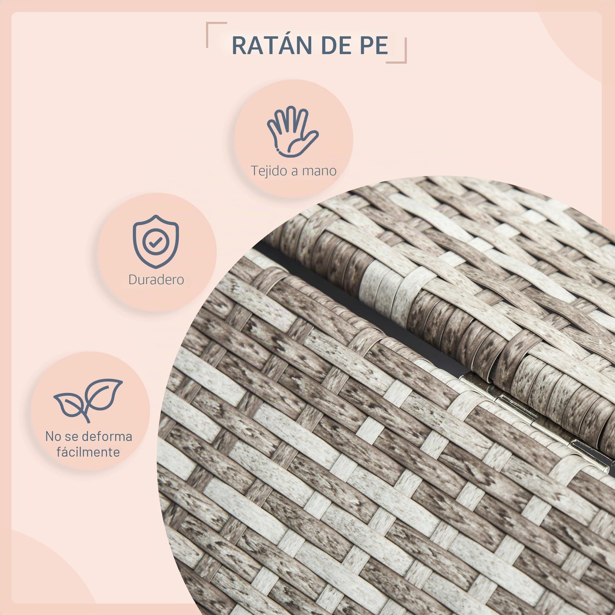 Casa para Perros PawHut de ratán con cojín, Cama para Perros en Forma de casa, caseta para Perros de Exterior, Estructura de Acero, plástico, Gris, 69 x 98 x 70 cm