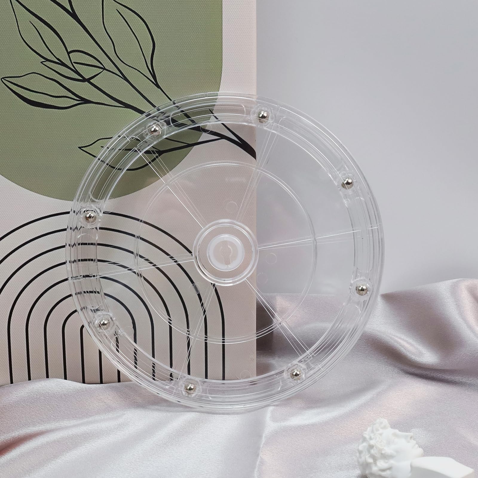 Organizador de plato giratorio Lazy Susan de 7 pulgadas, soporte giratorio de acrílico transparente con rodamientos de bolas de acero para especias, decoración de pasteles, TV, laptop, 4
