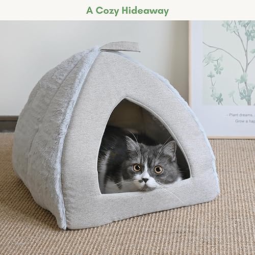 Miniatura 2 de Cueva de cama para gatos de interior, cama de refugio para gatos, cama de tienda para gatos, cabaña para gatos, cama cubierta para gatos, camas para