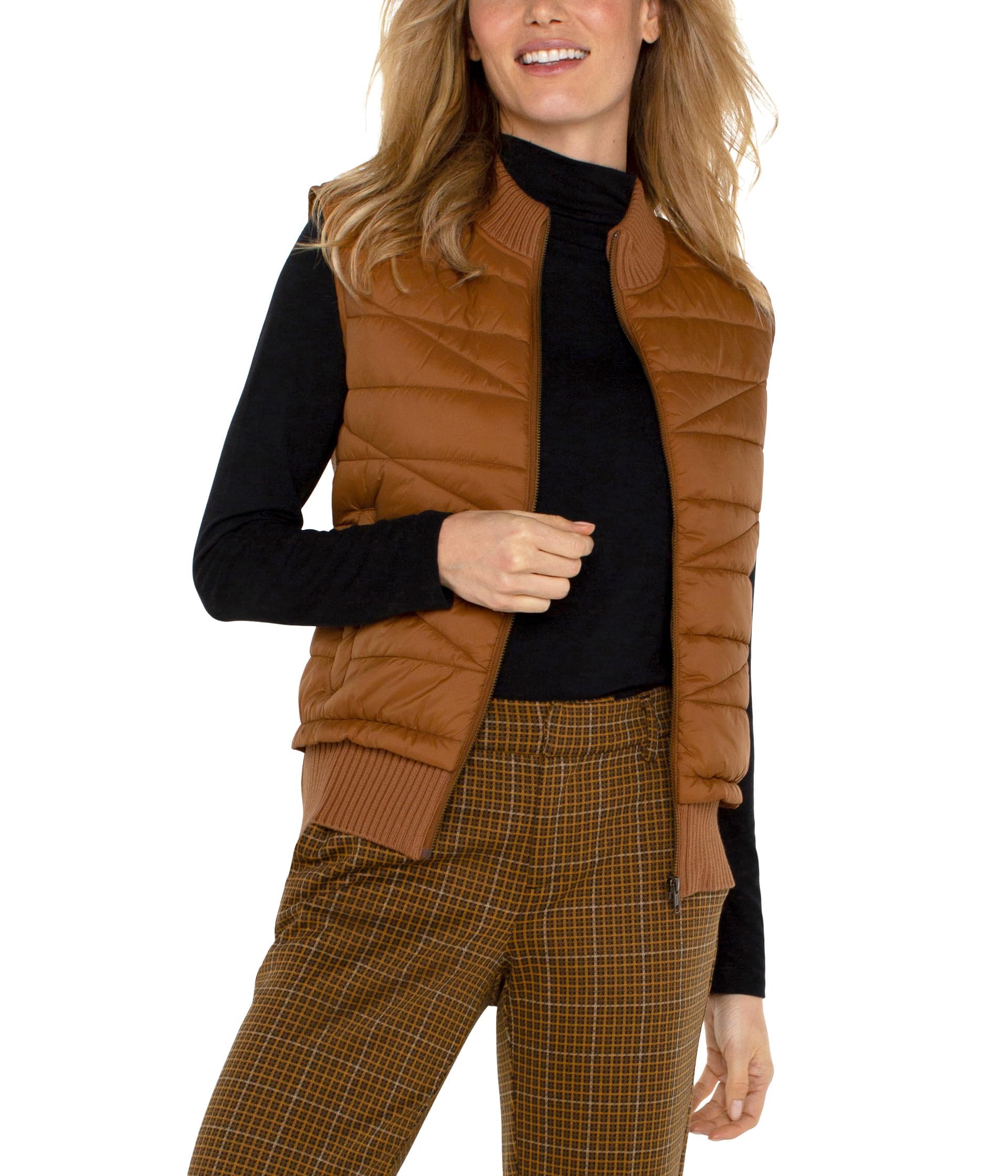 Quilted Front Sweater Vest Turmeric