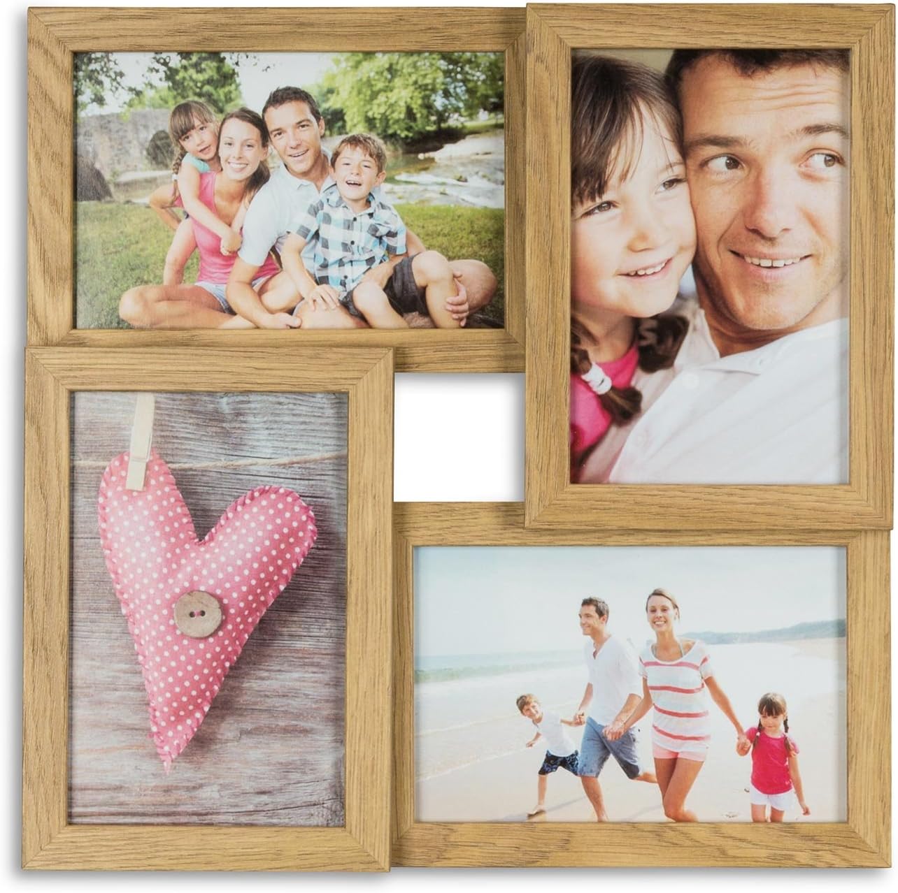 Levandeo Wooden Photo Frame, Colour: Natural Brown Oak, High-Quality Finish for 12 Photos (10 x 15 cm) with Glass Panels - Landscape and Portrait Photo Gallery / Photo Collage / Pictures / Photo Frame, oak, 4 Fotos - 10x15