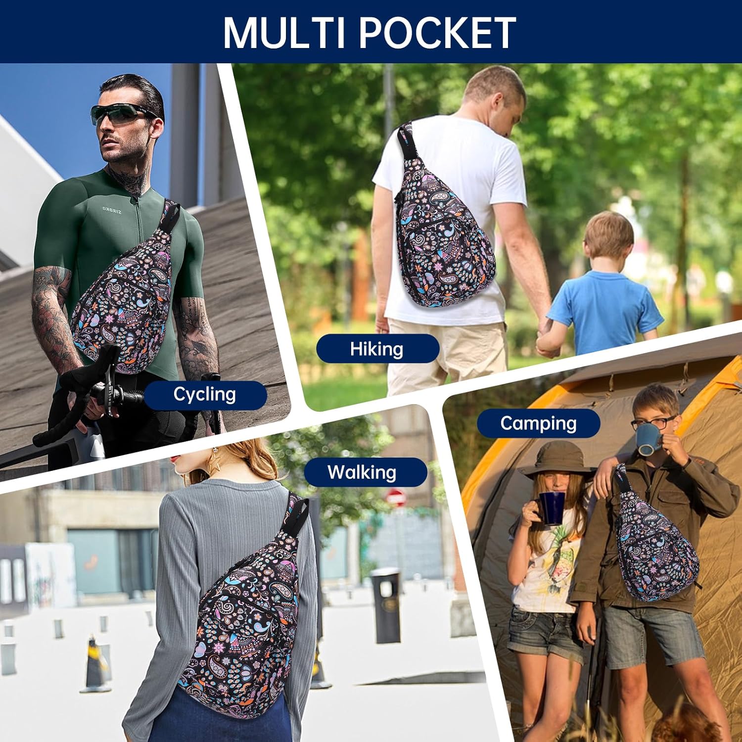 Convertible Sling Backpack Crossbody Chest Bag for Women Men Left and Right Shoulder Purse Water Repellent Gym Daypack - Image 6