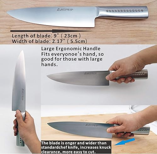 Miniatura 7 de MATTSTONE HILL - Cuchillo de cocina profesional de 9 pulgadas, cuchillo de chef ultra afilado de acero alemán, cuchillo para verduras, mango
