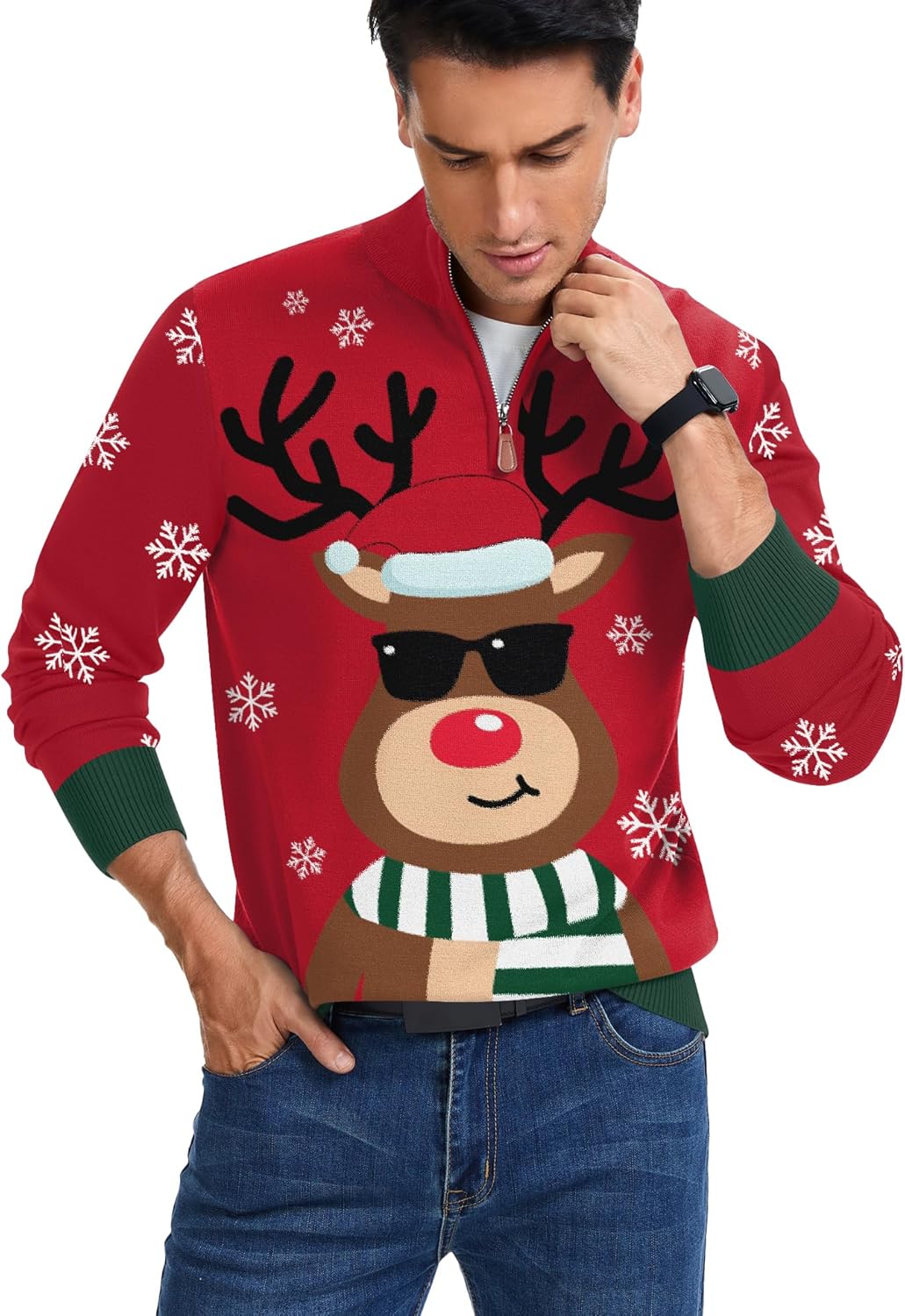 iWoo Men's Quarter Zip Sweaters Slim Fit Long Sleeve Knitted Pullover Mock Neck Business Casual Dress Sweater - Image 3