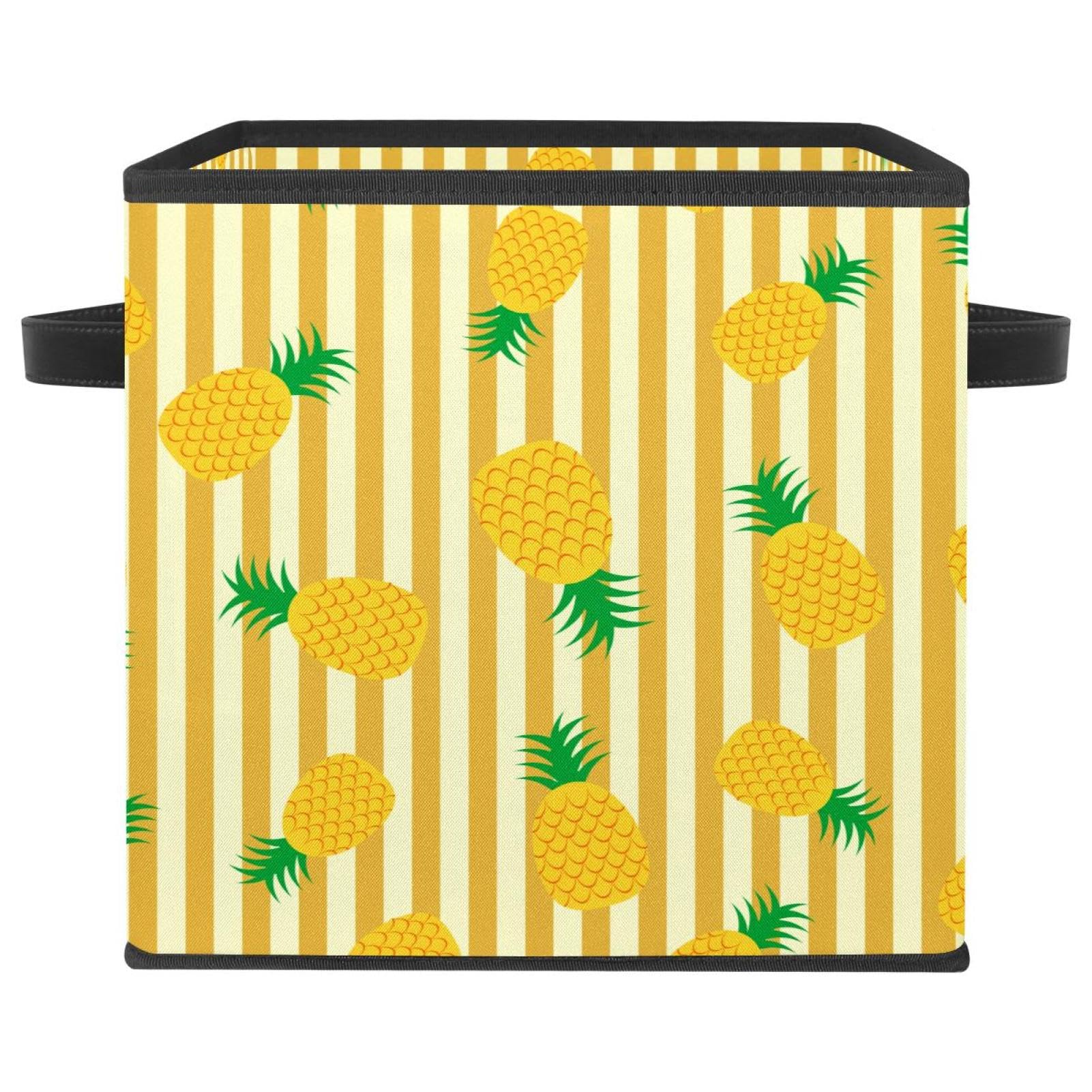 Boîte de rangement jouets et vêtements panier tissu pliable ananas jaune