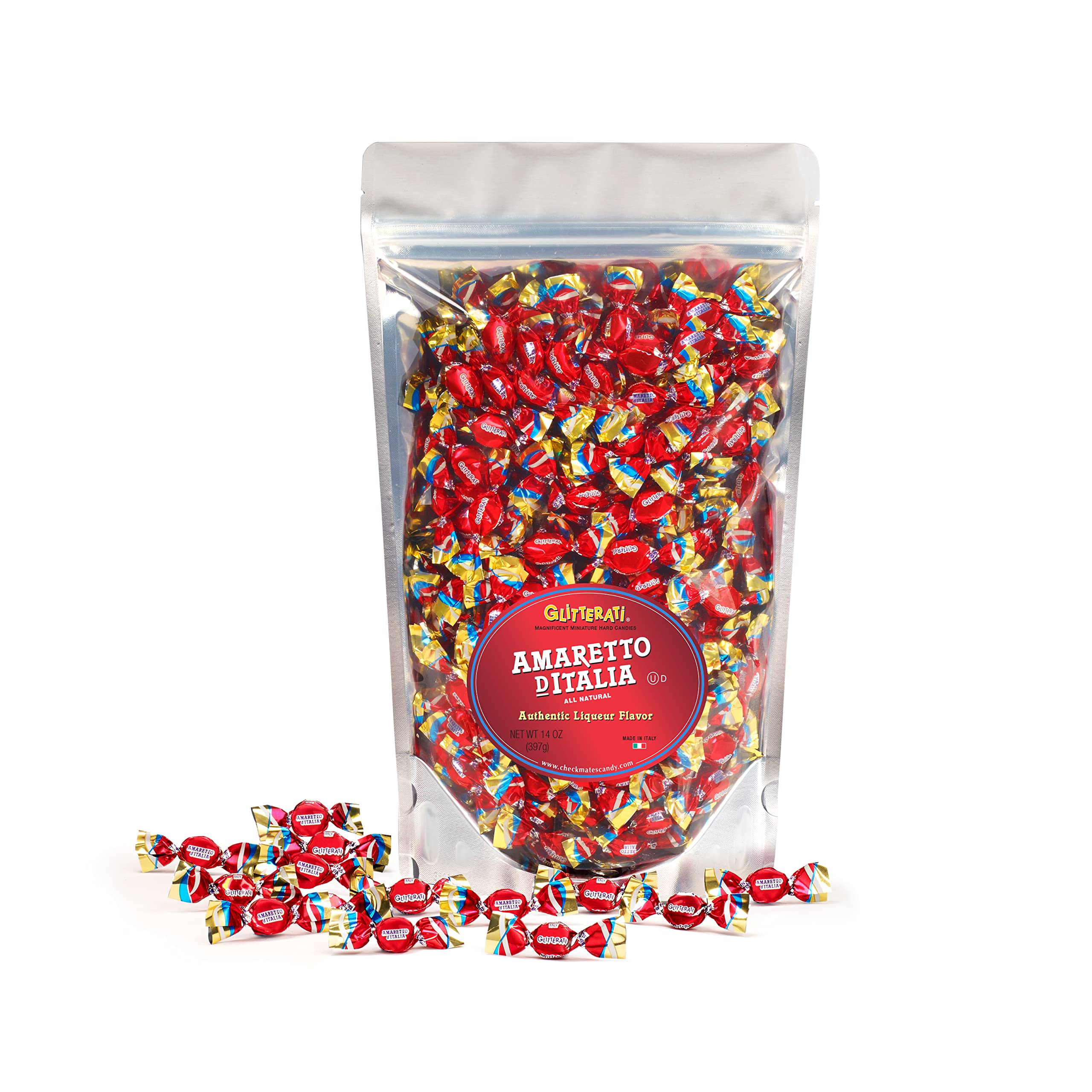 Glitterati AMARETTO D'ITALIA, 1lb. “Party” Pack – Italian Miniature Hard Candies, Deluxe Quality