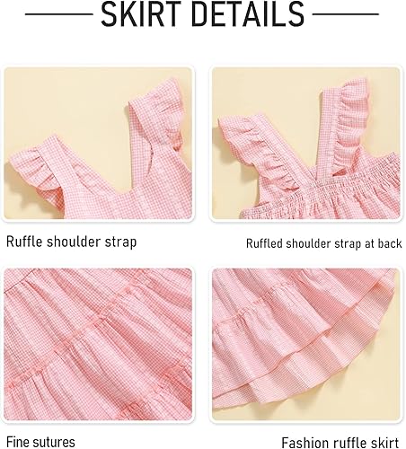 Vista 5 de Hipea Vestidos para niñas pequeñas, sin mangas, sin espalda, con bloques de color, vestidos casuales de playa para niños