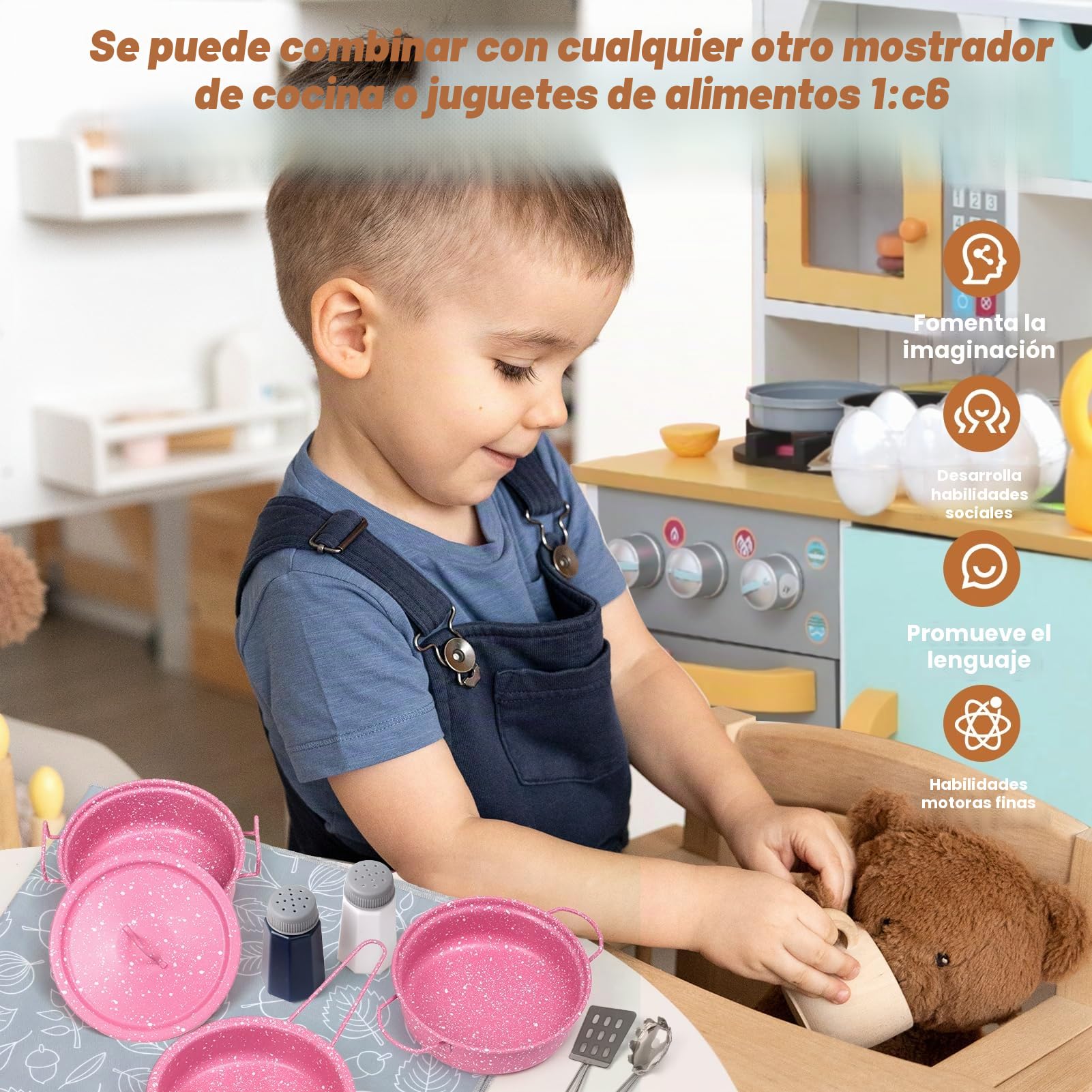 Veitch fairytals Accesorios & Utensilios de Cocina Juguetes, Menaje Olla Pequeños Cacharritos Cocinitas de Juguetes Metal para Infantil Cozinha Criança Brincar Niños 3 4 5 6 7 8 Años (Nuevo Rosado)