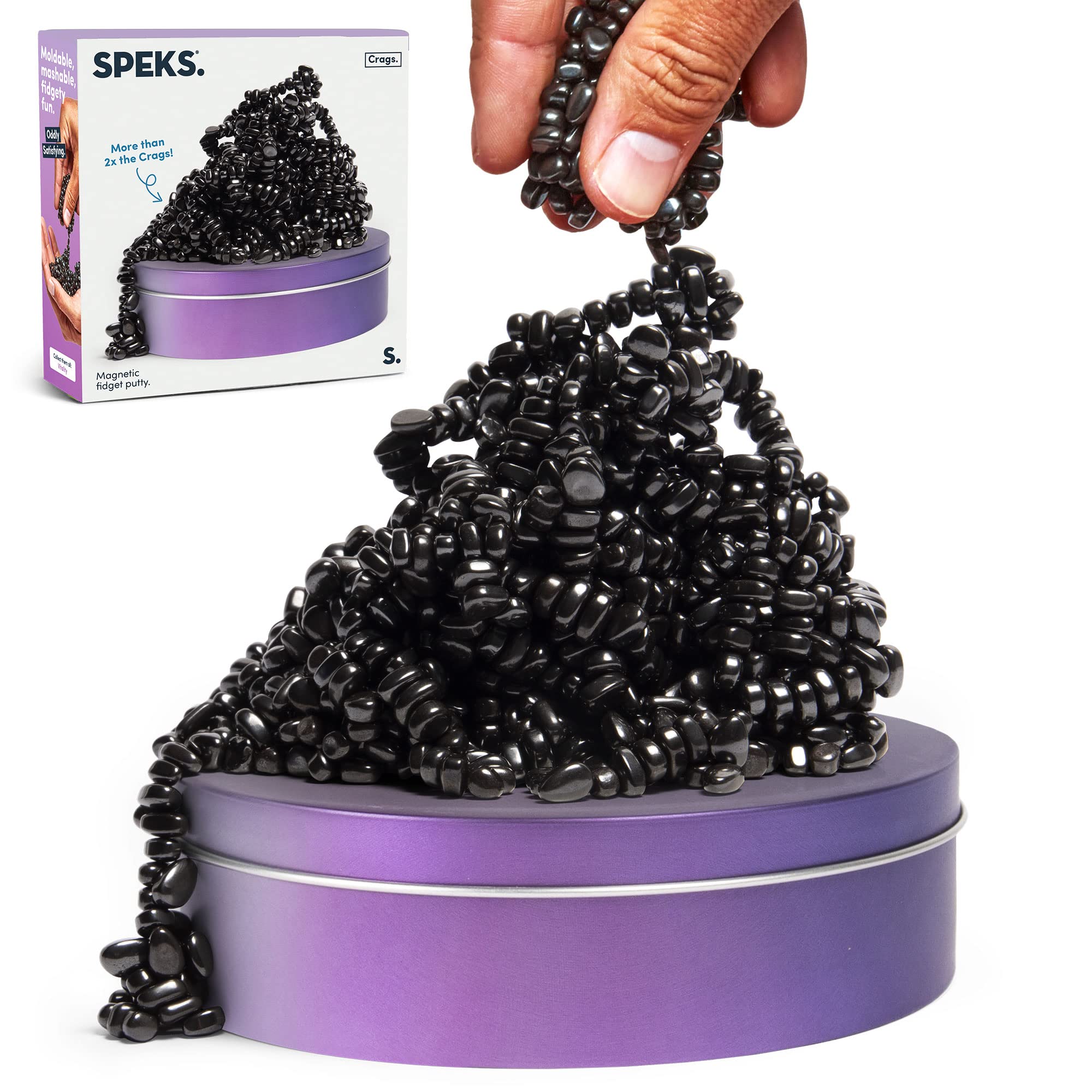 Speks Original Crags Ferrite Putty | 1000+ Ferrite Stones in a Tin, Fidget Toy for Stress Relief, Sensory Desk Toy for Adults & Teens 14+ | Vitality,