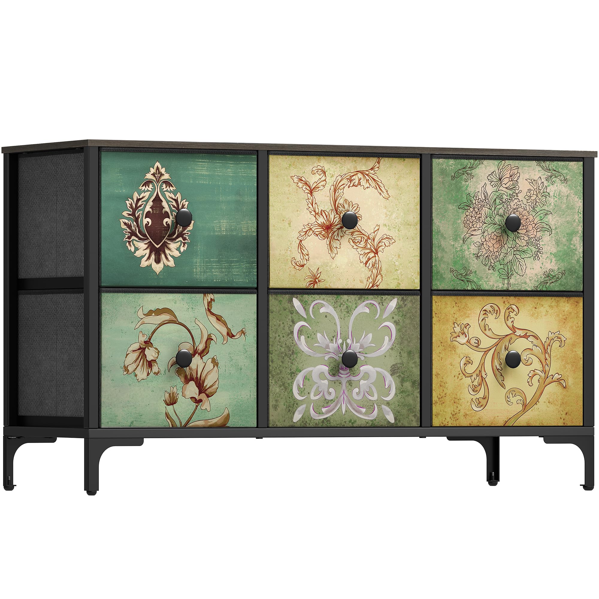 YITAHOME 6 Drawers Dresser, Fabric Dresser for Bedroom, Storage Drawer Unit for Closet, Chest of Drawers for Bedroom, Living Room, Sturdy Steel Frame, Wooden Top & Easy Pull Fabric Bins