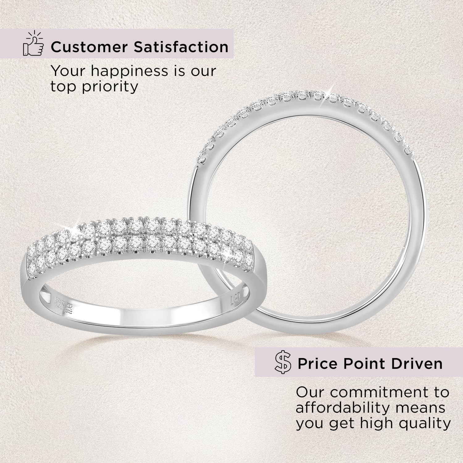 Jewelili Lab Grown Diamond Wedding Ring for Men | Sterling Silver Band | H Color I1 Clarity 3/8 CTTW | Luxury Wedding Jewelry for Him | Size 9, 10 & 11 | Jewelry Gift Box Included