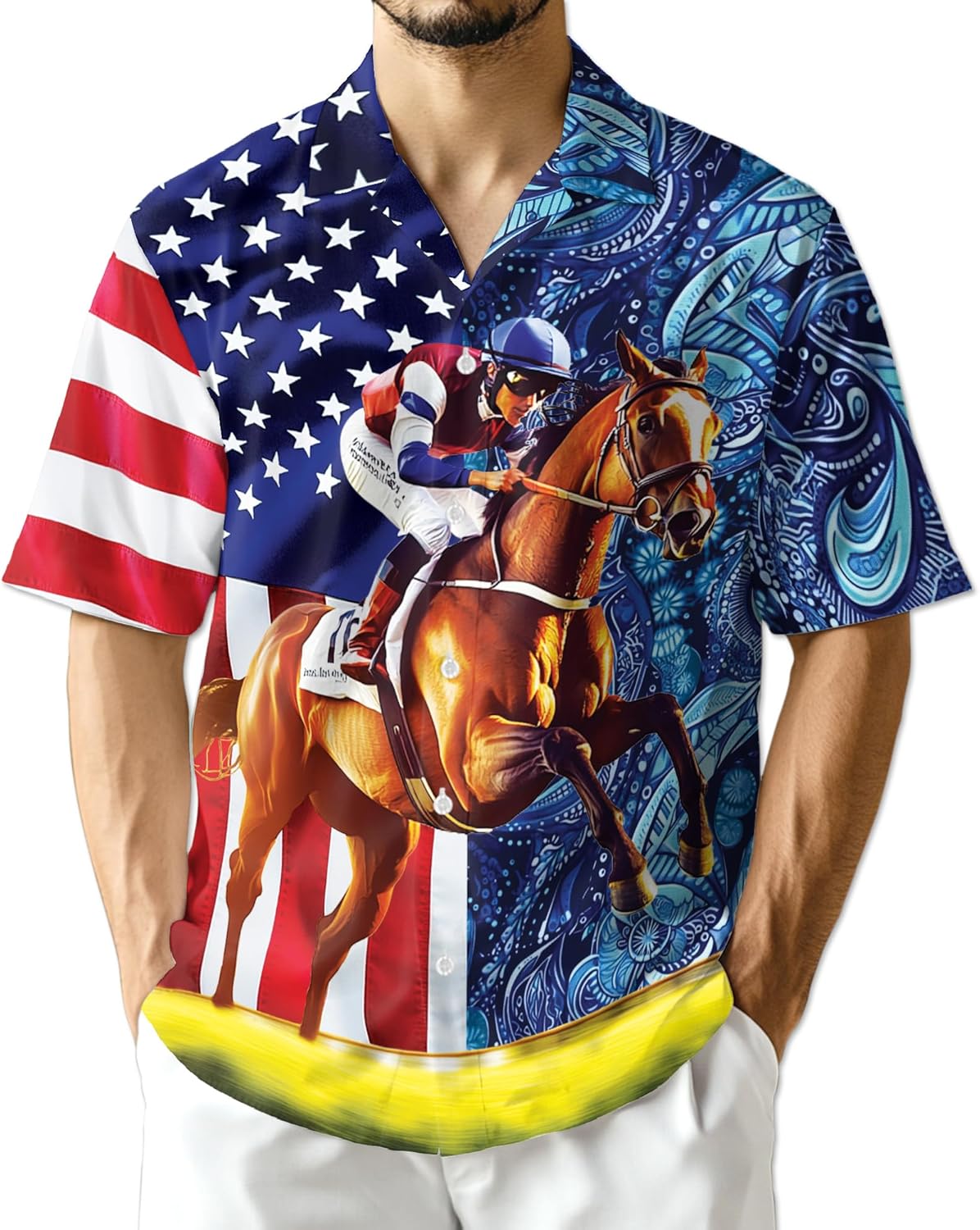 Brown Horse Rodeo Hawaiian Shirt for Men, Button Down Summer Beach Short Sleeve, Horse Lover Gifts, Sizes S-5XL