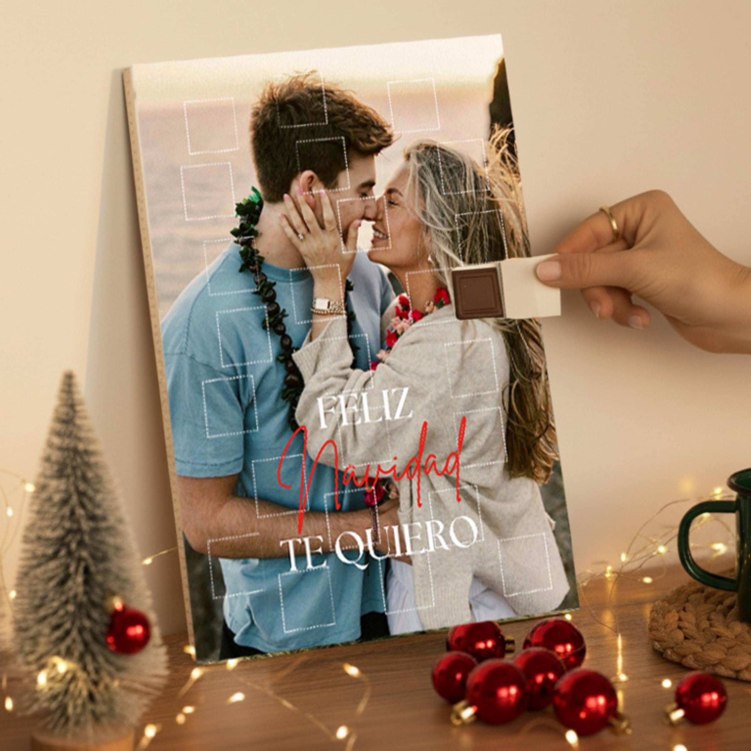 Calendario de Adviento Personalizado con Foto y 24 Chocolates Premium para Parejas y Familias
