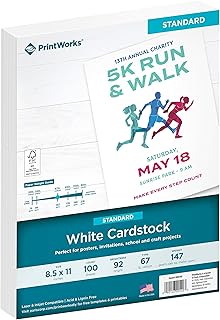 Printworks White Cardstock, 67 lb, 92 Bright, FSC Certified, Perfect for School and Craft Projects, 8.5 x 11 Inch, 100 She...