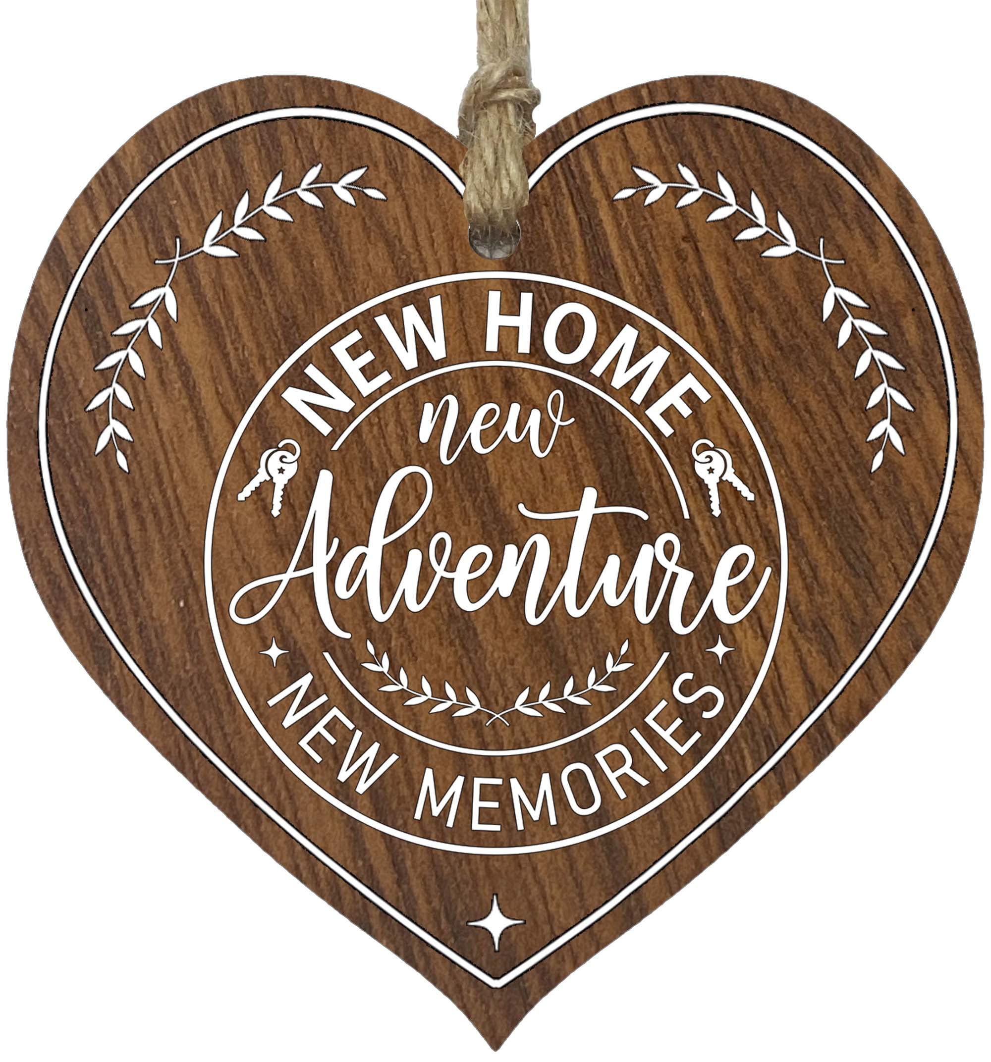 Stuff4 Women's Dark Wood En Heart Sign Plaque - New Home - Hanging Wood Signs Plaques, House Warming Gifts For Friends Or Relatives, New Home Gifts, New House Present
