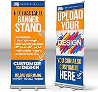 Vista 8 de Soporte de banner retráctil personalizado, 33 x 81 pulgadas, listo para 24 horas, pancartas y letreros personalizados portátiles para negocios