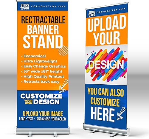 Miniatura 8 de Soporte de banner retráctil personalizado, 33 x 81 pulgadas, listo para 24 horas, pancartas y letreros personalizados portátiles para negocios,