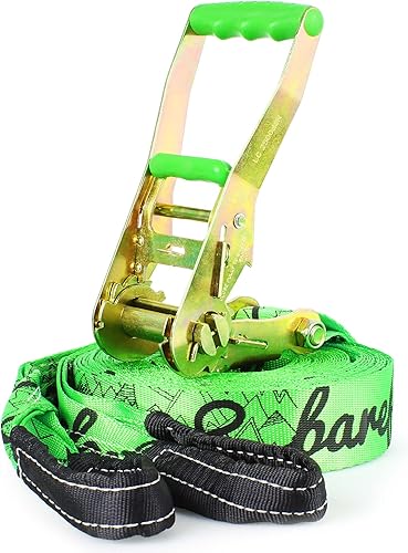 Miniatura 2 de Juego completo de Slackline de 49.2ft, incluye Slackline, trinquete, línea de entrenamiento, protectores de corteza e instrucciones (idioma español