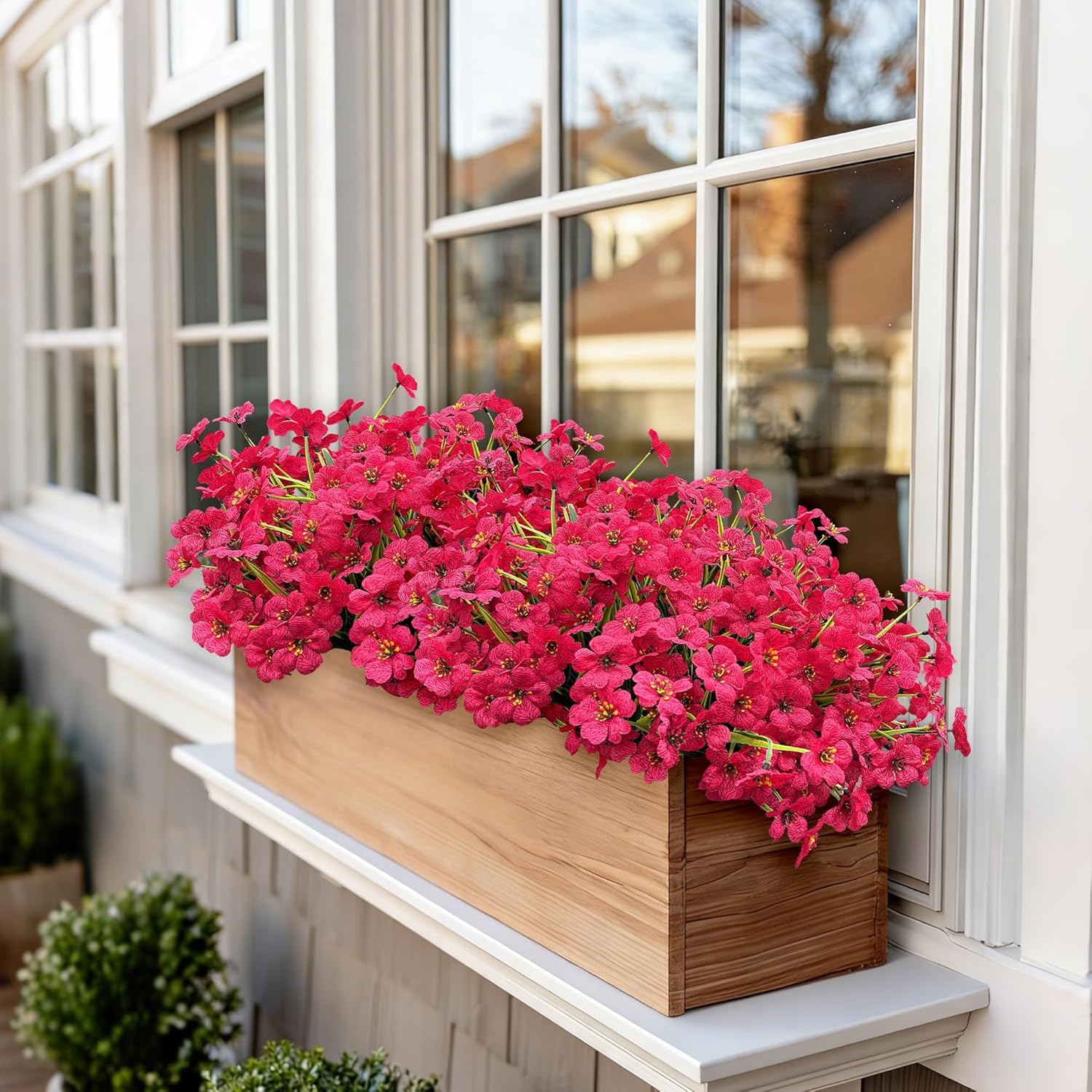20 Bundles Fuchsia Artificial Flowers for Outdoors, UV Resistant Fake Flowers with Plastic Plants for Outside , Faux magenta Silk Flower for outdoor Planters ,Hot Pink Realistic Plant Decor-Rosy