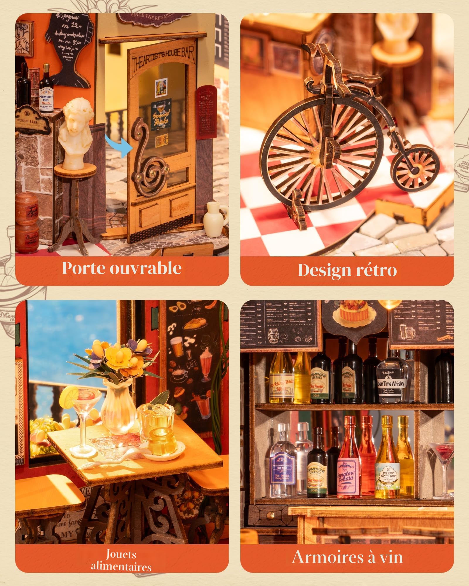Rolife Kit DIY Maison Miniature Cheers Bar Kits de Modélisme pour Adultes à Construire Maison de Poupée Miniature Décoration d'Intérieur Cadeau d'anniversaire