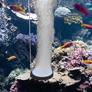 Aquarium Air Stone Disc 2 x 2 Inch Fish Tank Bubbler with 2 Suction Cups, 1 Adjust Valve, 1 Check Valve Oxygen Diffuser for Aquarium, Fish Tank and Hydroponics