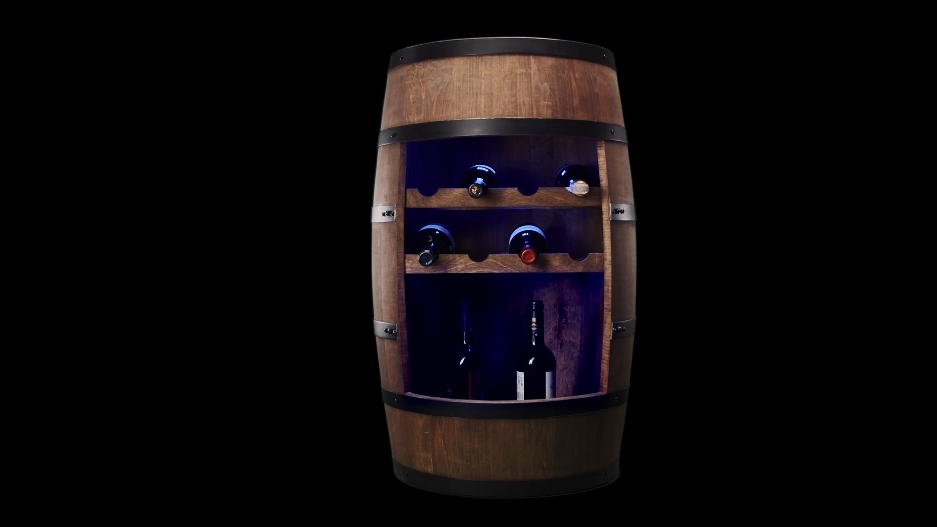 Barile Legno Con Luci LED - Cantinetta Vino Retrò, Portabottiglie, 80 Cm, Mobile Da Soggiorno, Colore Wengé