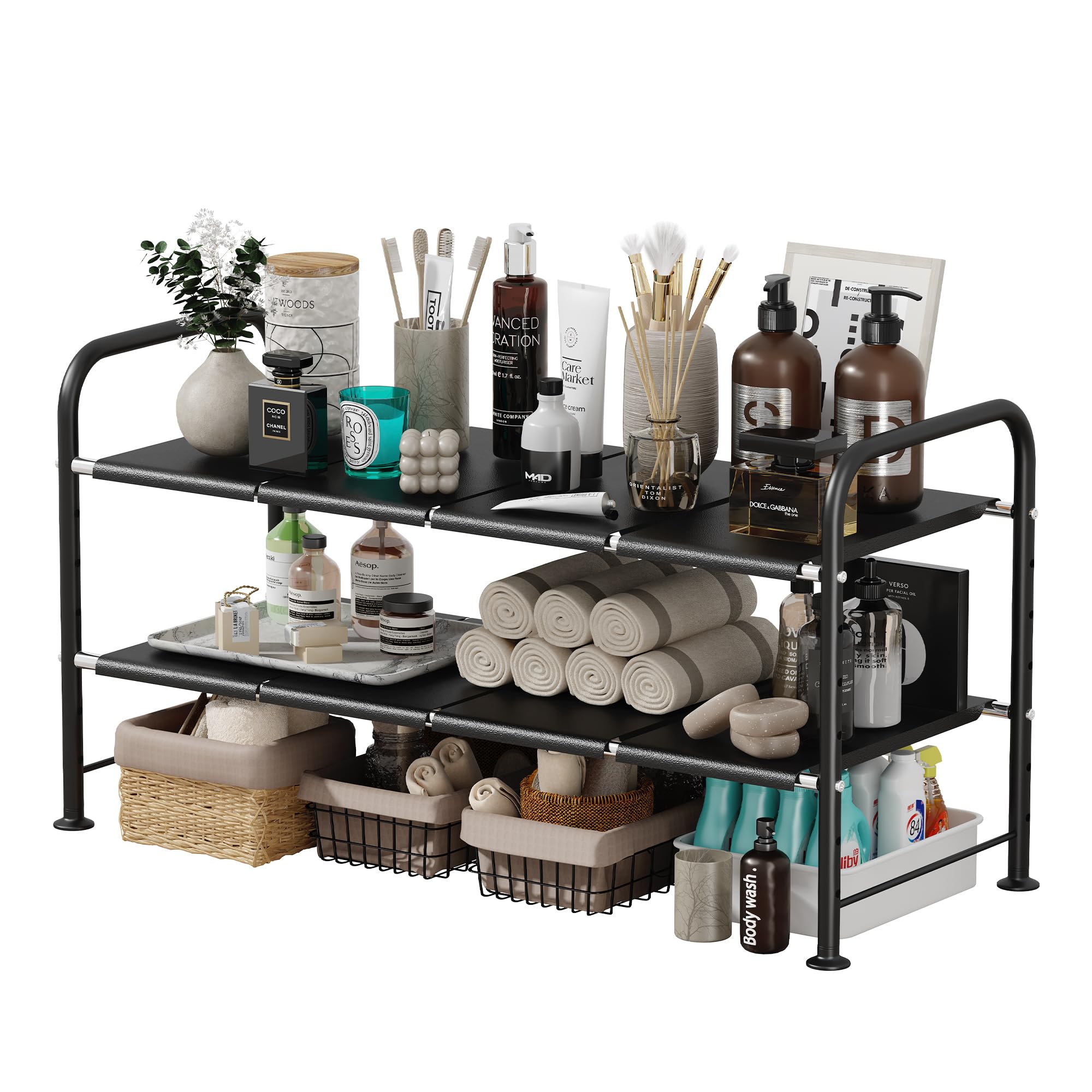 NETEL Adjustable Under Sink Organizers and Storage,Expandable Cabinet Storage Shelf-image-1