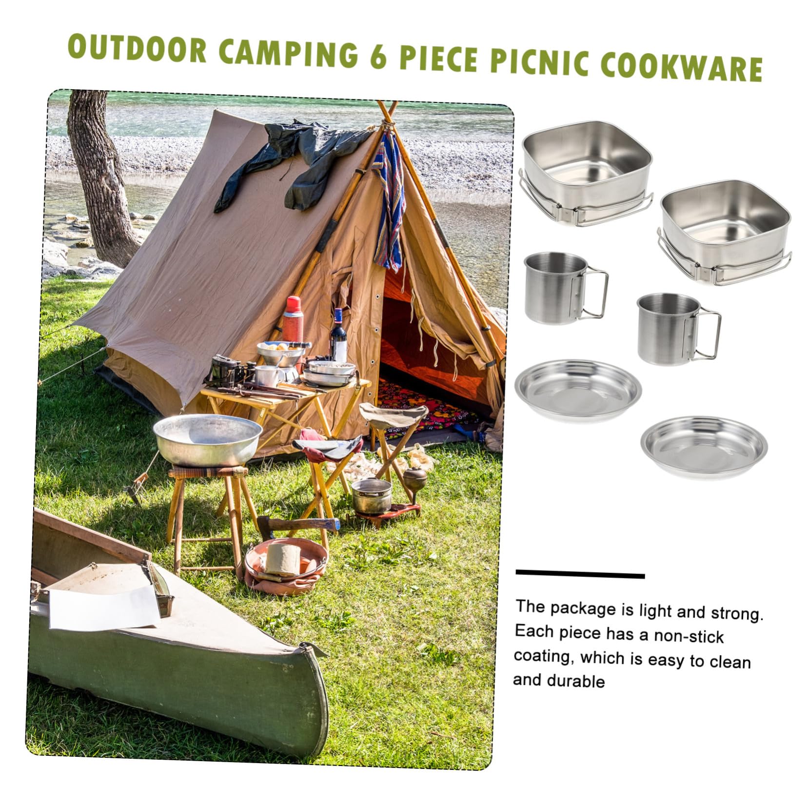 TOPBATHY Set de Cuisine Camping INOX avec Casseroles et Faitouts Pliables Ustensiles Légers et Faciles à Nettoyer pour Pique- et Activités Plein Air